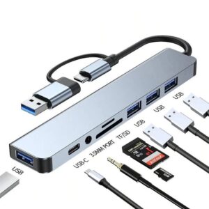 USB 3.0 & USB-C 8 IN 1 HUB (USB 3.0*4, SD, Micro SD, TYPE C, AUDIO)