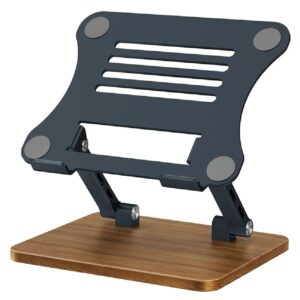 LAPTOP STAND METAL J32 (ADJUSTABLE & WOODEN BASE)